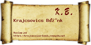 Krajcsovics Bánk névjegykártya